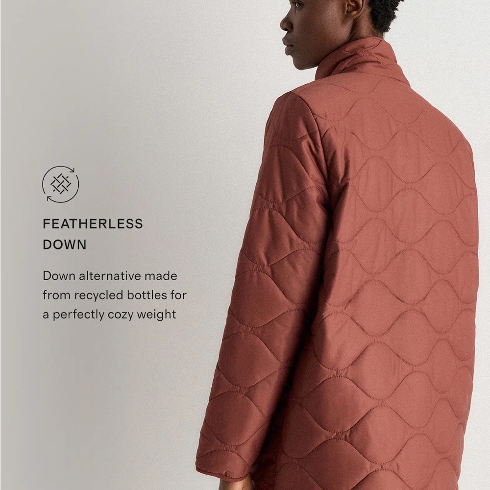 NWT Quince Women Featherless Quilted Long Puffer Jacket Redwood Brown M - Picture 7 of 11